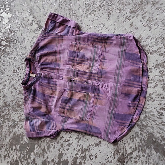 Anthropologie Pilcro Hannah Surfer Blouse Purple Motif SzS - Picture 3 of 9